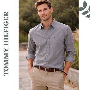 Tommy Hilfiger Grey Button-Down Shirt XL 100% Cotton